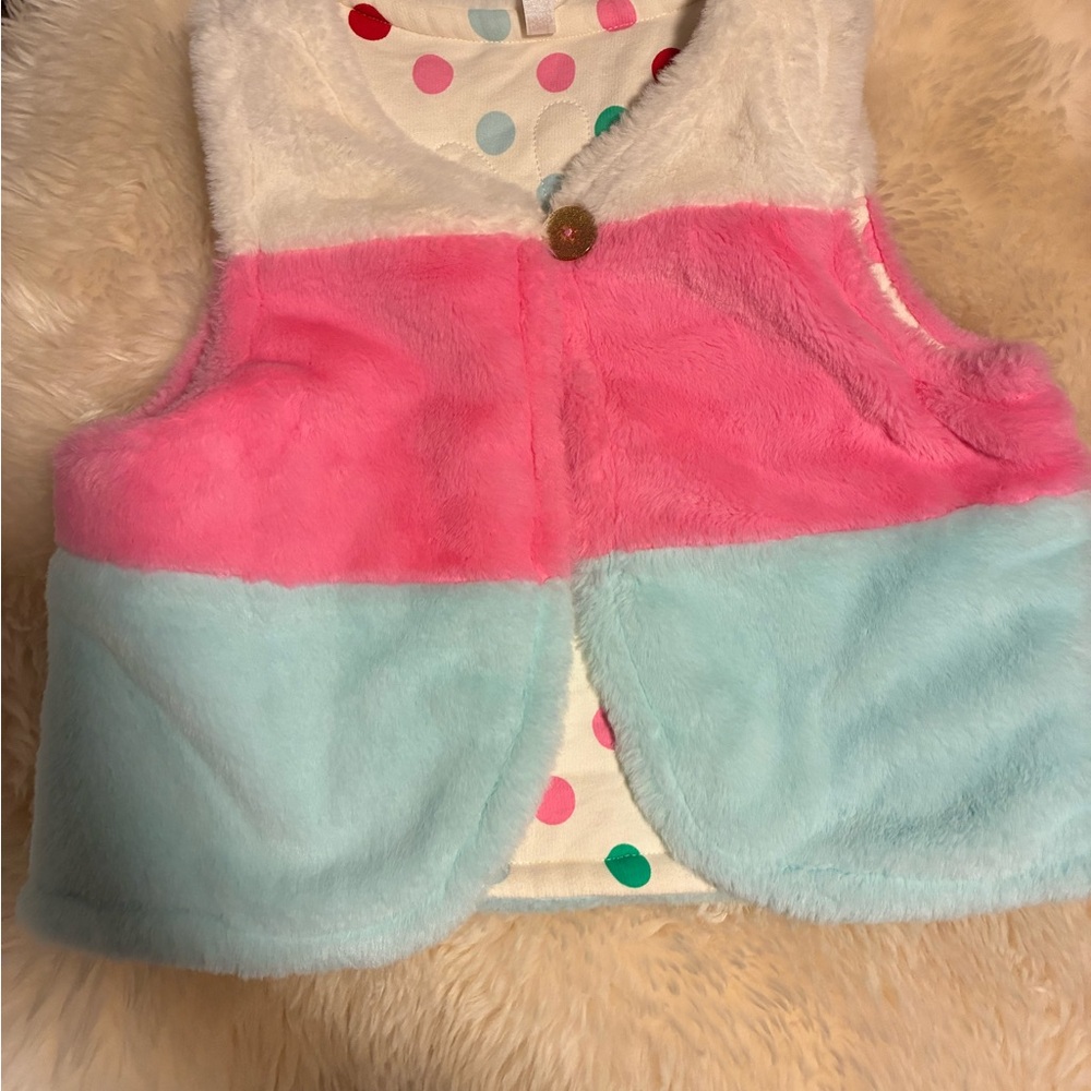 Matilda Jane Fuzzy Pink and Light Blue Vest